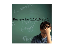 Review for 1.1-1.6 alg 1 - Greer Middle College Charter