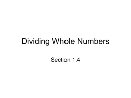 Dividing Whole Numbers - Welcome to Grays Harbor College