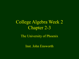 College Algebra Week 2