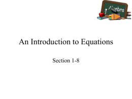 An Introduction to Equations