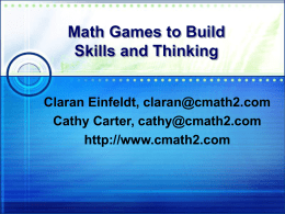 Games to Build Mathematical Skills and Thinking