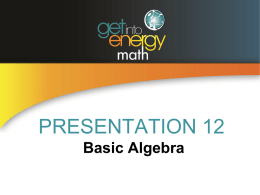 PowerPoint Presentation 12: Algebra