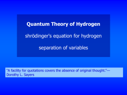Quantum Theory of Hydrogen