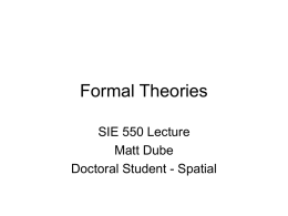 Formal Theories, Part 1