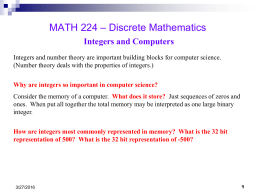 Integers - SIUE Computer Science