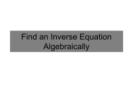Find an Inverse Equation Algebraically