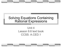 Solving Rational Equations and Inequalities