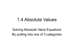 1.4 Absolute Values