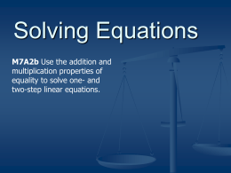 Solving Equations - Chuck Neuschafer