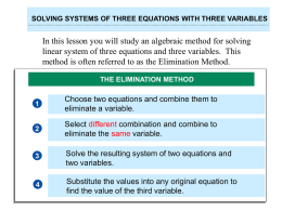 Three Equations Three Variables