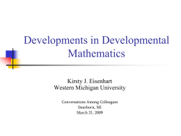 Developments in Developmental Mathematics
