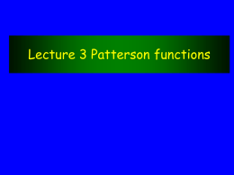 Intro to Patterson functions