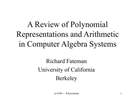 A Review of Polynomial Representations and Arithmetic in