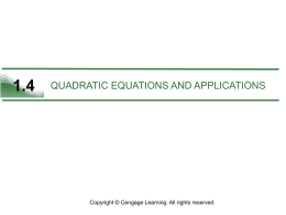 1.4: Quadratic Equations and Applications