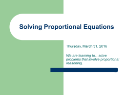 Solving Proportional Equations