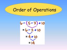 Notes: Order of Operations