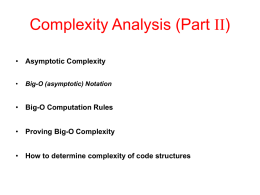 Introduction to Complexity Analysis II