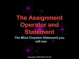 The assignement statement