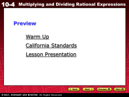 10-4 Multiplying & Dividing Rational Expressions