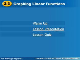 2-3 Graphing Linear Functions