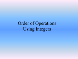Order of Operations Using Integers