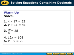 3-6 Solving Equations Containing Decimals