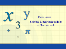 Solving Linear Inequalities in One Variable