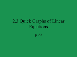 Lesson 2.3 Quick Graphs of Linear Equations