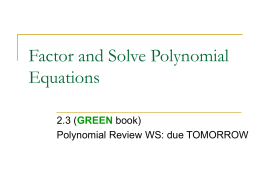 Factor and Solve Polynomial Equations