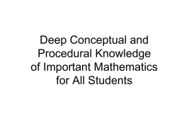 Deep Conceptual and Procedural Knowledge