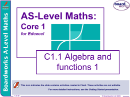 C1.1 Algebra and functions 1