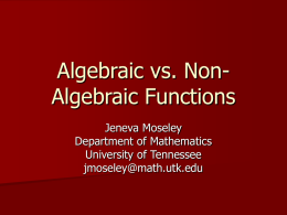 Non-Algebraic Functions - Appalachian State University