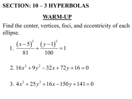 standard form equation of a hyperbola