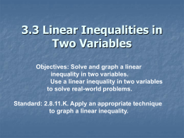 3.1 Linear Inequalities in Two Variables
