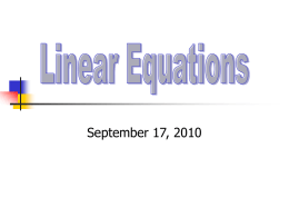 HA2 Linear Equations - Appoquinimink High School