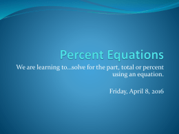 Percent Equations - Solon City Schools