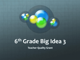 6th Grade Big Idea 3 - Math GR. 6-8