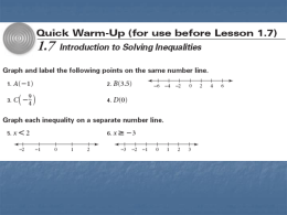 1.7 Introduction to Solving Inequalities