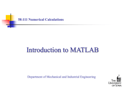 Introduction to MATLAB