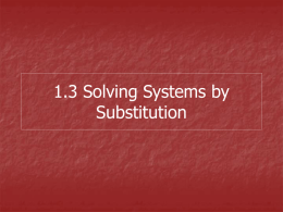 Steps for Substitution - Brookwood High School