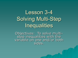 Lesson 3-4 Solving Multi