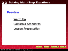 2-3 Solving Multi Step Equations