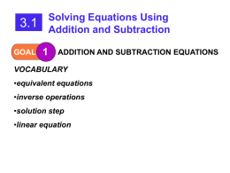 Solving Equations Using Addition and Subtraction
