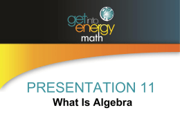 PowerPoint Presentation 11: Algebra