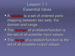 Lesson 1.1 Essential Ideas
