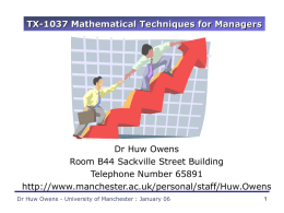 Lecture 1 - Personal Webpages (The University of Manchester)