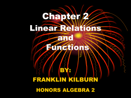 CHAPTER 2: LINEAR RELATIONS & FUNCTIONS
