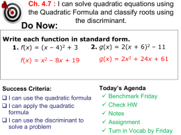 4.7 2013 The Quadratic Formula