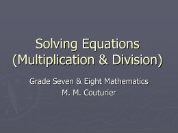Solving Equations (Addition & Subtraction)