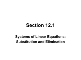 system of equations - Gordon State College